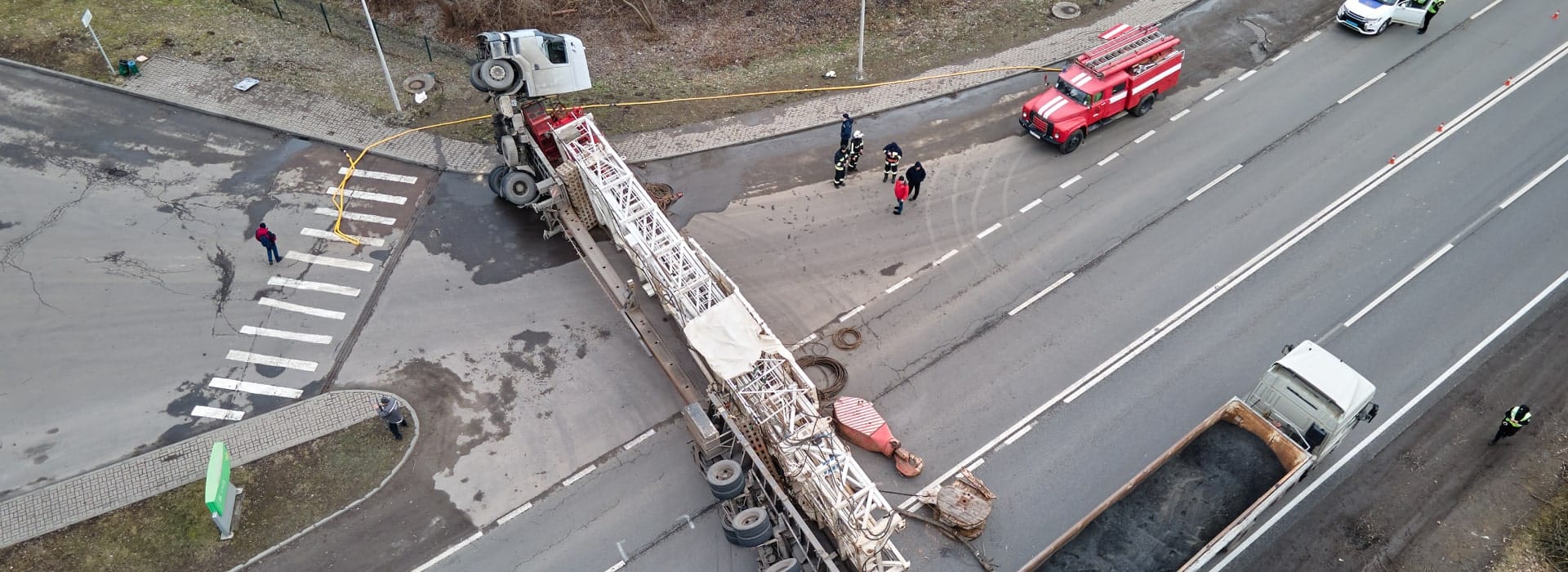 18-wheeler and large truck on the highway