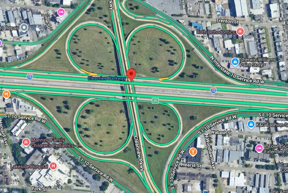 Metairie, LA – Injury Reported in Crash Near Clearview Pkwy North Exit on I-10